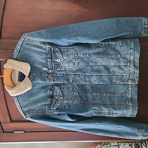 Zara Man Faux Sherpa Denim Trucker Jacket - Picture 3 of 7